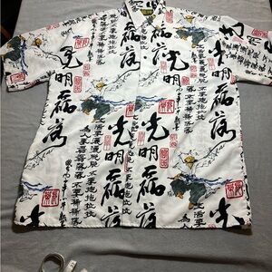 Billion Bay Japanese all over print polyester size XL button up short sleeve